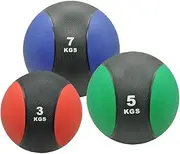 3kg + 5kg + 7kg Commercial Rubber Medicine Ball Set / Gym Fitness Exercise Ball