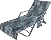 Microfibre Beach Towel Sun Lounger Microfiber Towel with Pockets,75x210cm, Quick Dry Beach Chair Cover, Ultra Absorbent,Lightweight, Sunbed Towels Lounger Summer Holiday Essentials,D
