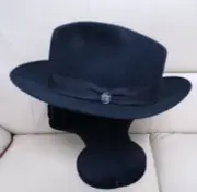 STETSON CHATHAM SOFT FUR FELT FEDORA HAT-BLACK SIZE 7 1/8