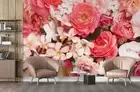 3D Floral Wall Pink Self-adhesive Removeable Wallpaper Wall Mural