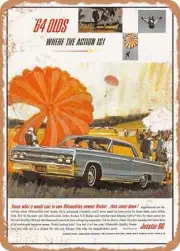 METAL SIGN - 1964 Oldsmobile Jetstar 88 64 Olds Where the Action is Vintage Ad