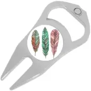 Feathers Colorful Golf Ball Marker Divot Repair Tool Bottle Opener