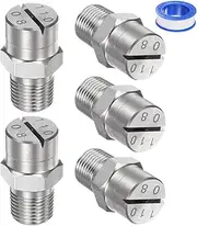 uxcell 5-Pack Flat Fan Spray Tip, 110 Degree 1/8BSPT Male Stainless Steel Pressure Washer Nozzles Cleaner Nozzle Replacement W Sealing Tape for Water Guns (1.8mm Orifice)