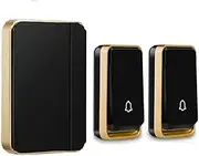 【No Battery Required】 Waterproof Wireless Doorbell, AURTEC Door Chime Kit with 2 Press Self-Powered Transmitter & 1 Plug-in Receivers, 51 Chimes and 4 Volume Levels, Black