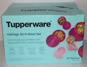 Tupperware Servalier Bowls 30 pc Set Bowls Canisters Seals Pink Shades New Boxed