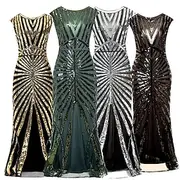 Roaring 20s 1920s Cocktail Dress Flapper Dress Dress Party Costume The Great Gatsby Sequin V Neck Women's Christmas Halloween New Year Wedding Party Wedding Gu
