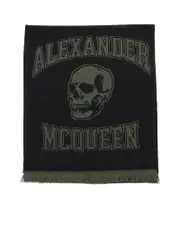 Alexander Mcqueen Varsity Logo Wool Scarf