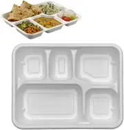 SIMOND STORE - Disposable Plates With Compartment - 5 compartment Plates Disposa