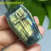 Top 1PC Natural labradorite coffin Skull gem Quartz Crystal Skull healing 1.5"