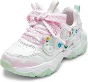 [Balabala] Girls Sneakers Kids Fashion Pop Shoes Breathable Sweet Cute Walking Shoes Puffy Soles Hook and Loop