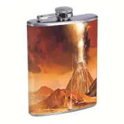 Volcano Eruption Disaster Em1 Flask 8oz Stainless Steel Hip Drinking Whiskey