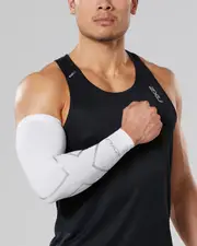 Compression Arm Guard (Single), 2XU, M, White/Silver, Unisex
