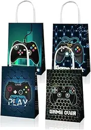 12x Gamer Party Bag Favours Supplies Birthday Decoration Treat Bag Paper Bag Kraft Bag Gable Box Gift Bag Themed Party Bag