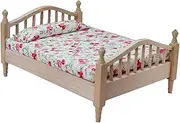 TOYANDONA Chic Realistic Dollhouse Bed Miniature House Ornament Home Decor Accessory