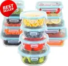 Glass Food Storage Containers, 12 Pc, BPA Free, Leakproof, Oven Safe