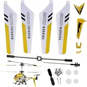 Rc Helicopter Replacement Part 1 Set DIY Yellow Stylish Helicopter Toy Parts Main Shaft Tail Decoration Propeller Balance Bar Rc Helicopter Parts Helicopter Part Helicopter Toy