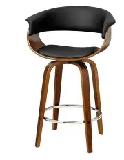 [Artiss] Wooden Bar Stool Swivel Leather in Black