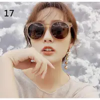 在飛比找蝦皮購物優惠-現貨-韓版時尚復古百搭沙茶色圓框金屬裝飾潮男女潮墨鏡太陽眼鏡
