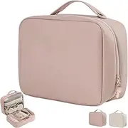 [Generic] Consulbefor Bag,Toiletry Cosmetics Bag Consulbefor,Multi-Compartment Toiletry Cosmetics Bag,Multi Compartment Makeup Bag,Double Layer Travel Makeup Bag,Large Capacity Travel Cosmetic Bag (Pink)