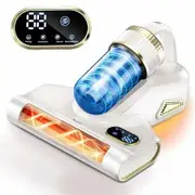 Mattress Vacuum Cleaner Cordless for Bed with UV Ultrasonic Brushroll Rotation,Double-Cup,LED Display,14Kpa Suction Handheld Vacuums(White)