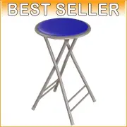 Stylish Royal Blue Folding Bar Stool - 24-Inch, Ideal for Homes and Gatherings