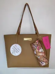 NWT Betsey Johnson XO TOTE Bag Cowboy Cowgirl Skulls Pink Hats Hearts w/Case