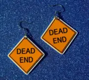 Dead End yellow warning sign sassy quote novelty earrings