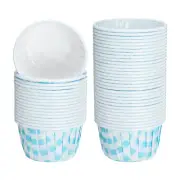 Mini Cupcake Liners, 50Pcs Cupcake Muffins Liners Holders(Blue and White)