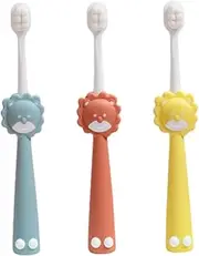Beavorty 3pcs Kids Toothbrush Set Toddler Toothbrushes Safe Ergonomic Soft Bristles for Daily Use