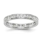 Solid Real 14k White Gold Polished 1ct Channel Set CZ Eternity Wedding Band Ring