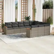 10 Piece Garden Sofa Set Grey Modular Outdoor Furniture Cushions Storage 58742