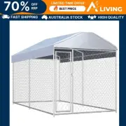 Outdoor Dog Kennel with Canopy Top Large Pet Shelter 382x192x225 cm Weathe 45024