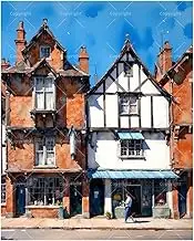 TAOPAOLAB Old Town Street Paint by Numbers Kit for Adults - DIY Tudor-Style Building Facade Painting on Canvas 16x20In, Acrylic Paint Set, Suitable for Beginners, Art for Home Decoration or Gifts