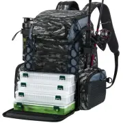 Piscifun Fishing Tackle Backpack with Rod Holders & 4 Tackle Boxes, Waterproo...