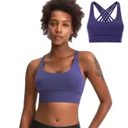 Nevenka High Support Sports Bras Breathable Strappy Crisscross Back Tops-Purple