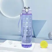 Sports Water Bottle with Time-Tracking Straw Leak Proof Locking Flip Cover for E
