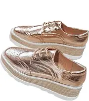 [TOSOFT] Comfort Oxford Shoes for Women Girls Lace Up Platform Wedge Everyday Work Office Business Formal Dress Shoes Brogues