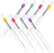 LOLIPPYY 8Pcs Reusable Silicone Lip Brushes with Caps Transparent Handle Applicators for Lipstick and Gloss Compact Makeup Supplies
