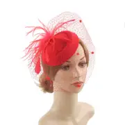 Lady Veil Fascinator Hat Retro Pillbox Hat Feather Cocktail Party Headpiece Cute