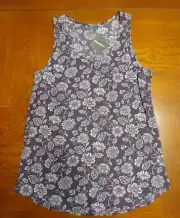 NWT womens purple floral floaty tank top Eddie Bauer thistle aubergine top small