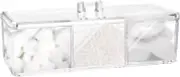 Square Qtip Holder Dispenser, 3 Compartments Cotton Ball Holder, Bathroom Canist