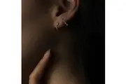 Solid 925 Sterling Silver Clove Zircon Huggie Earrings Silver