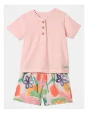 [Jack & Milly] Luna Henley Watercolour Picnic Tee with Shorts in Multi