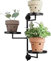 Pokronc Wall Plant Holder, 3-Tier Metal Windowsill Plant Shelf, 180 Degree Rotating, Heavy-Duty Display Rack, Home Decor For Kitchen Balcony Windowsill Living Room