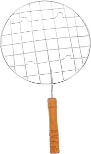 ibasenice Multi Functional BBQ Mesh Roasting Wire Rack with Handle Durable Stainless Steel Grilling Steaming Rack for Outdoor Cooking Camping and Picnics Thickened Design for Heavy Foods