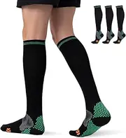 [HieoAnir] (3 Pairs) Compression Socks for Women and Men 20-30mmHg Knee High Socks - Best Support for Circulation, Runner, Nurses