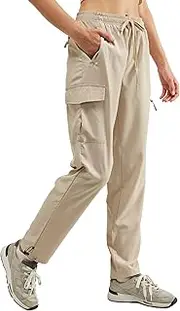 [Aliwendy] Women's Hiking Pants Quick Dry Lightweight Water Resistant Cargo Pants Elastic Waist Cargo Athletic Pants for All Seasons