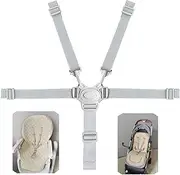 High Chair Strap, Child Seat Seat Belt, 5-Point Strap Tilt Protection Safety, Fixed Highchair, Safety Webbing, for Tripp Trapp Strap, Pram, Buggy, for Hauck High Chair Strap, Dining Board (Grey)