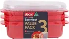 Decor Microsafe Oblong Storage Containe, Pack of 3 Pieces, 900Ml Capacity, Assor