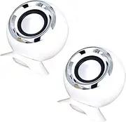 jojofuny 2pcs High Volume Mini Computer Speakers Stylish Compact Suitable for Home Office School White